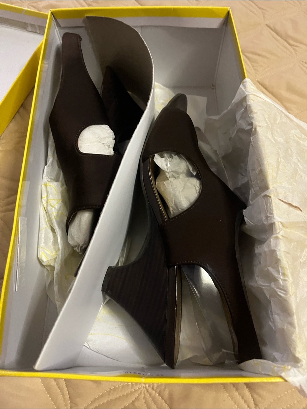 Women's Brown Cutout Wedge Slingbacks